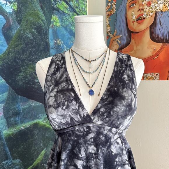 tie dye black white tiered top indie fairy y2k - Picture 2 of 6